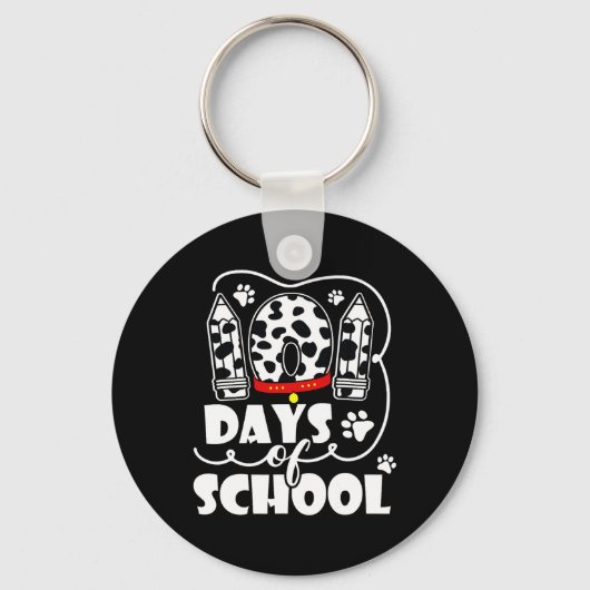 Dagen van School Dalmatische Hond 100 Dagen Slimme Sleutelhanger (Voorkant)