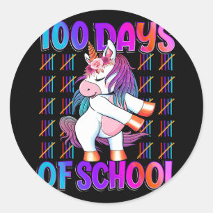 Dagen van School Eenhoorn 100 dagen Slimmer 100e d Ronde Sticker