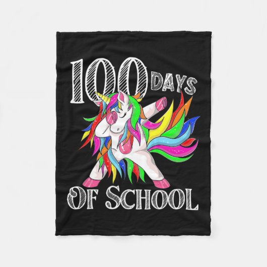 Dagen van School Eenhoorn Happy Magical 100 Dagen Fleece Deken (Voorkant)
