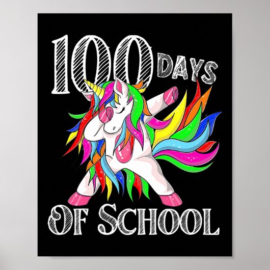 Dagen van School Eenhoorn Happy Magical 100 Dagen  Poster (Voorkant)