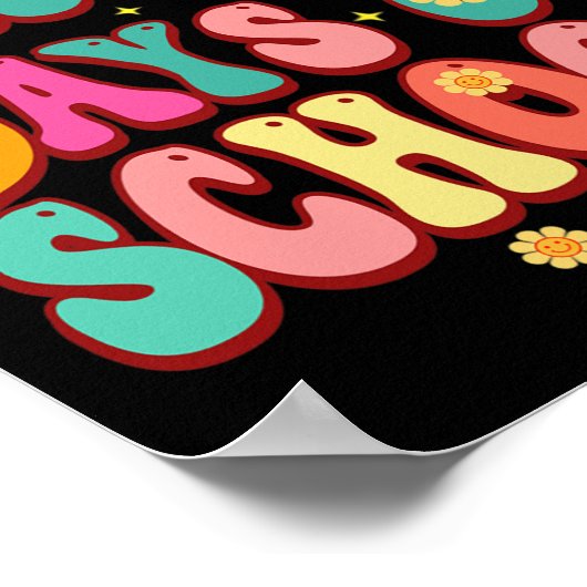 Dagen van School Groovy Retro 100th Day Teacher Sc Poster (Hoek)