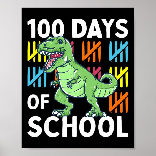 Dagen van School Jongens Dinosaurus 100e Dag Dino Poster (Voorkant)