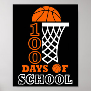 Dagen van School Kinder Basketbal 100ste dag van d Poster