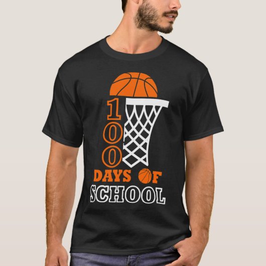 Dagen van School Kinder Basketbal 100ste dag van d T-shirt (Voorkant)