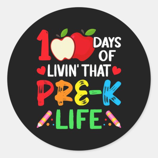 Dagen van School Pre-K Life Teacher Student Ronde Sticker (Voorkant)