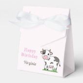 Dagen voor vogels met een Cute Koe Bedankdoosjes (Voorkant Zijde)