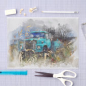 Dagen voorbij,  pick-up truck, Blauwgroen Tissuepapier (Craft)