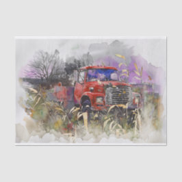 Dagen voorbij, rustieke  rode pick-up tissuepapier