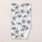 Dagen, wilde bloemen in zwart-wit bad handdoek (Handdoek)