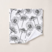 Dagen, wilde bloemen in zwart-wit bad handdoek (Wasdoekje)