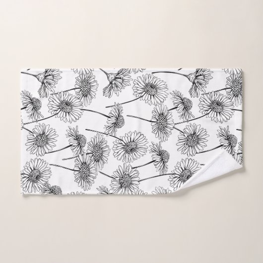 Dagen, wilde bloemen in zwart-wit bad handdoek (Handdoek)