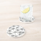 Dagen, wilde bloemen in zwart-wit zandsteen onderzetter (Zijkant)