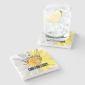 Dagen, witte en gele kleuren stenen onderzetter (Zijkant)