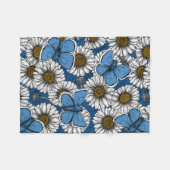 Dagen, witte wilde bloemen en blauwe vlinders fleece deken (Voorkant (Horizontaal))
