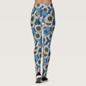 Dagen, witte wilde bloemen en blauwe vlinders leggings (Achterkant)