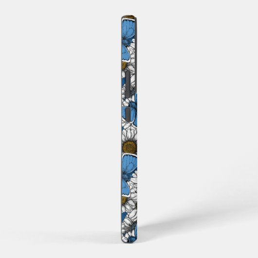 Dagen, witte wilde bloemen en blauwe vlinders samsung galaxy hoesje (Rechterkant)