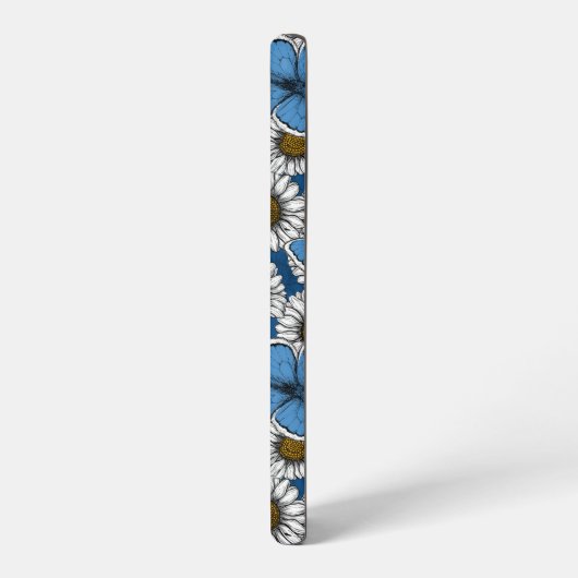 Dagen, witte wilde bloemen en blauwe vlinders samsung galaxy hoesje (Linkerkant)