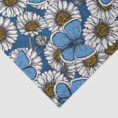 Dagen, witte wilde bloemen en blauwe vlinders tissuepapier (Detail)