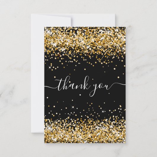 Dagen zwart goud glitter stof bedankt (Voorkant)