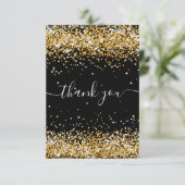 Dagen zwart goud glitter stof bedankt (Staand voorkant)