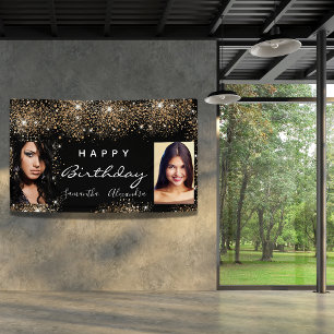 Dagen zwarte foto goud glitter vrienden tweeling spandoek