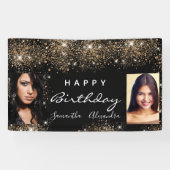 Dagen zwarte foto goud glitter vrienden tweeling spandoek (Horizontaal)