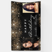 Dagen zwarte foto goud glitter vrienden tweeling spandoek (Verticaal)