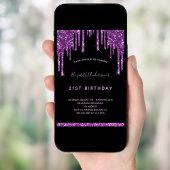 Dagen zwarte glitter druppelt paarse moderne kikke kaart