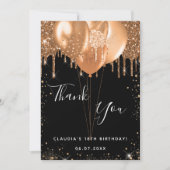 Dagen zwarte gouden ballonnen dank je kaart (Voorkant)