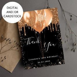 Dagen zwarte gouden ballonnen dank je kaart