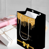Dagen zwarte goudglitter bedankt voor je gunst medium cadeauzakje
