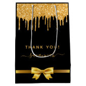 Dagen zwarte goudglitter bedankt voor je gunst medium cadeauzakje (Achterkant)