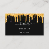 Dagen zwarte goudglitter-drift RSVP Informatiekaartje (Achterkant)