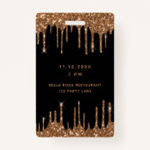 Dagen zwarte goudglitter druist vip uitnodiging badge (Achterkant)