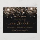 Dagen zwarte goudglitter sparkles save the date aankondigingskaart (Voorkant)