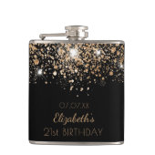 Dagen zwarte goudglitter stofvrienden heupfles (Voorkant)