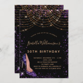 Dagen zwarte paarse goudglitsstof kaart (Voorkant / Achterkant)