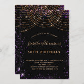 Dagen zwarte paarse goudglitsstof kaart (Voorkant / Achterkant)