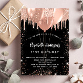 Dagen zwarte roos goudballonnen uitnodiging briefkaart