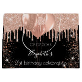 Dagen zwarte roos gouden zwarte ballonnen groot cadeauzakje (Voorkant)