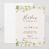 dagenuitnodiging , bloemenverjaardag , florale uit (Voorkant / Achterkant)