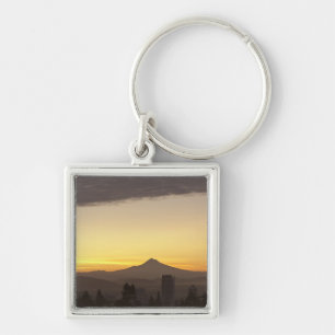 Dageraad boven Portland en Mt. Hood, Oregon Sleutelhanger