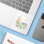 Dageraad in Bloom Sticker (Laptop met iPhone)