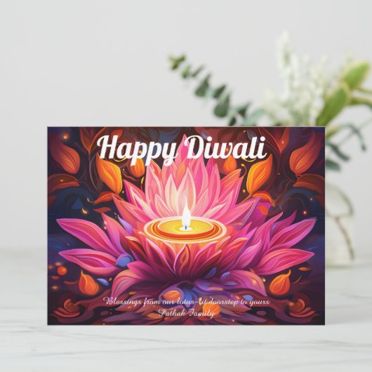 Dageraad van Diya Diwali Kaart (Staand voorkant)