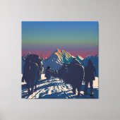 Dageraad Yak Karavaan Everest Verzamelbare Kunst Canvas Afdruk (Voorkant)