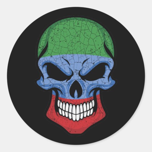 Dagestan Smiling Skull Flag Ronde Sticker (Voorkant)
