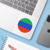 Dagestan Vlag Ronde Sticker (Laptop met iPhone)