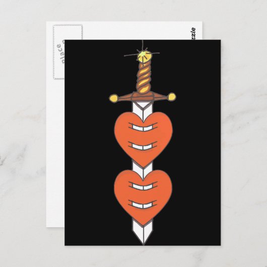 Dagger en hart Klassiek Knife Tattoo Design Briefkaart (Voorkant / Achterkant)