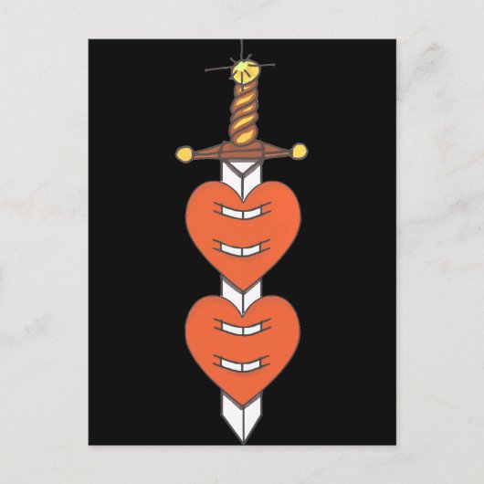 Dagger en hart Klassiek Knife Tattoo Design Briefkaart (Voorkant)
