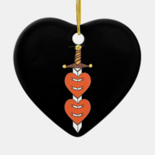 Dagger en hart Klassiek Knife Tattoo Design Keramisch Ornament